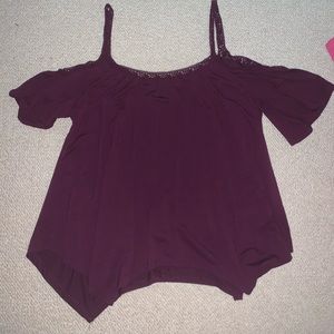 Short sleeve purple flowy shirt